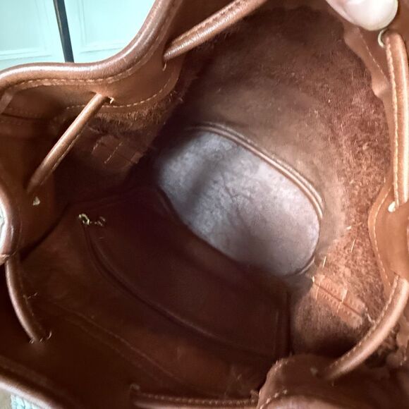 Vintage 90s Coach 1995 4151 Thompson Bucket Bag Tan Leather USA Hang Tag - Picture 10 of 11